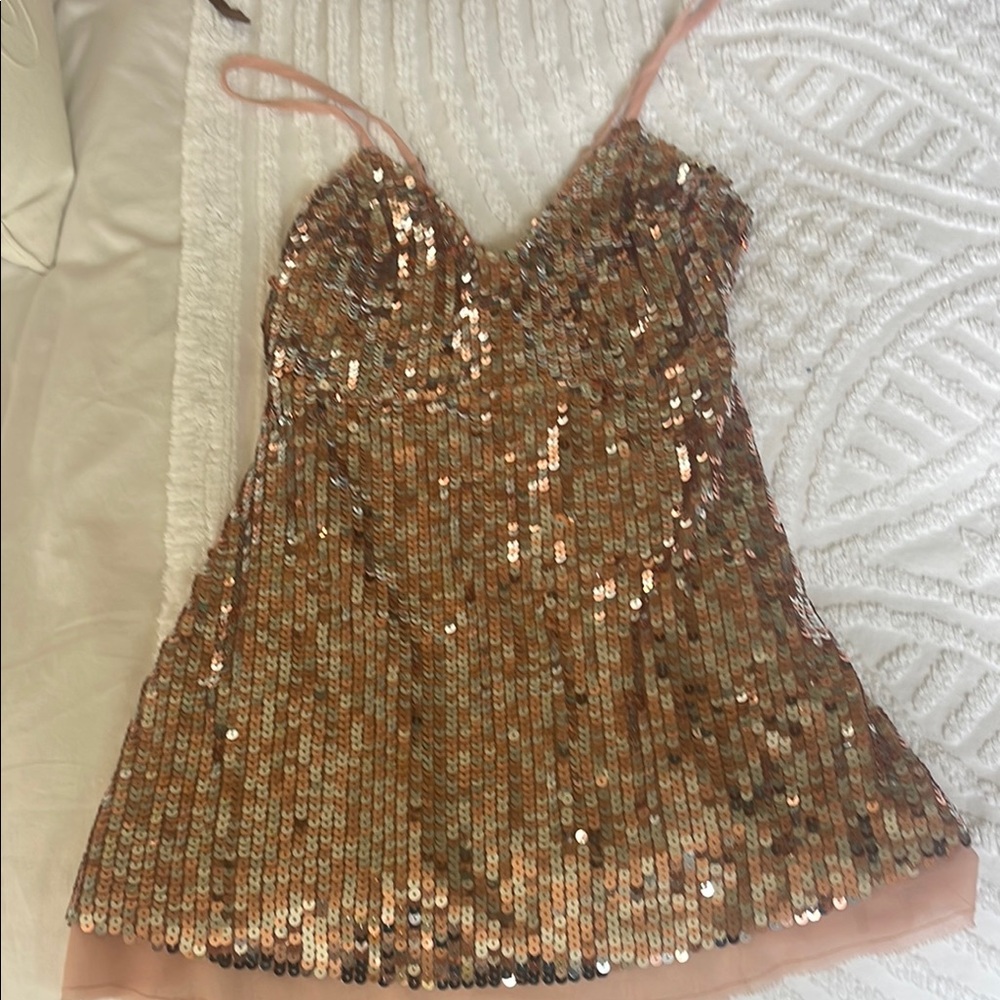 NBD Champagne light pink fully lined xs  Sequin Dress